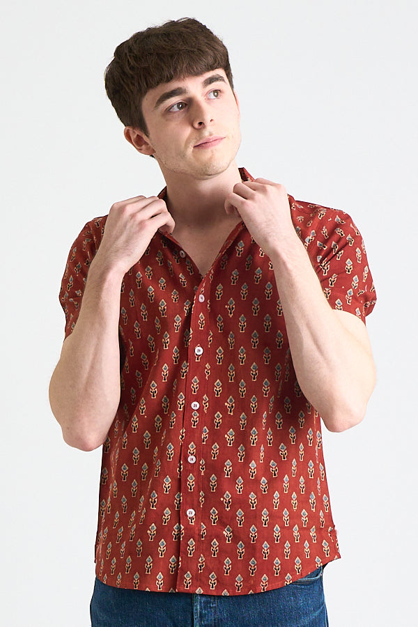 Burnt orange short hot sale sleeve shirt