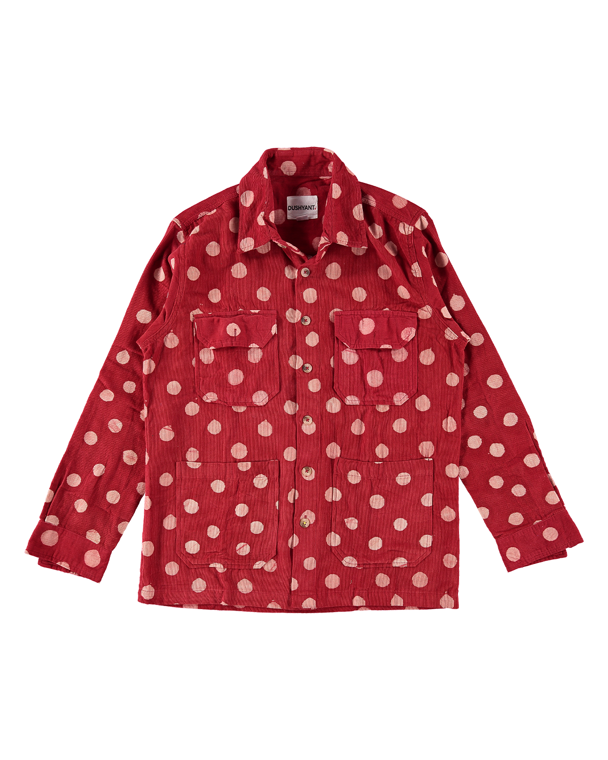 Derek Overshirt in Pink and Red Dots Corduroy