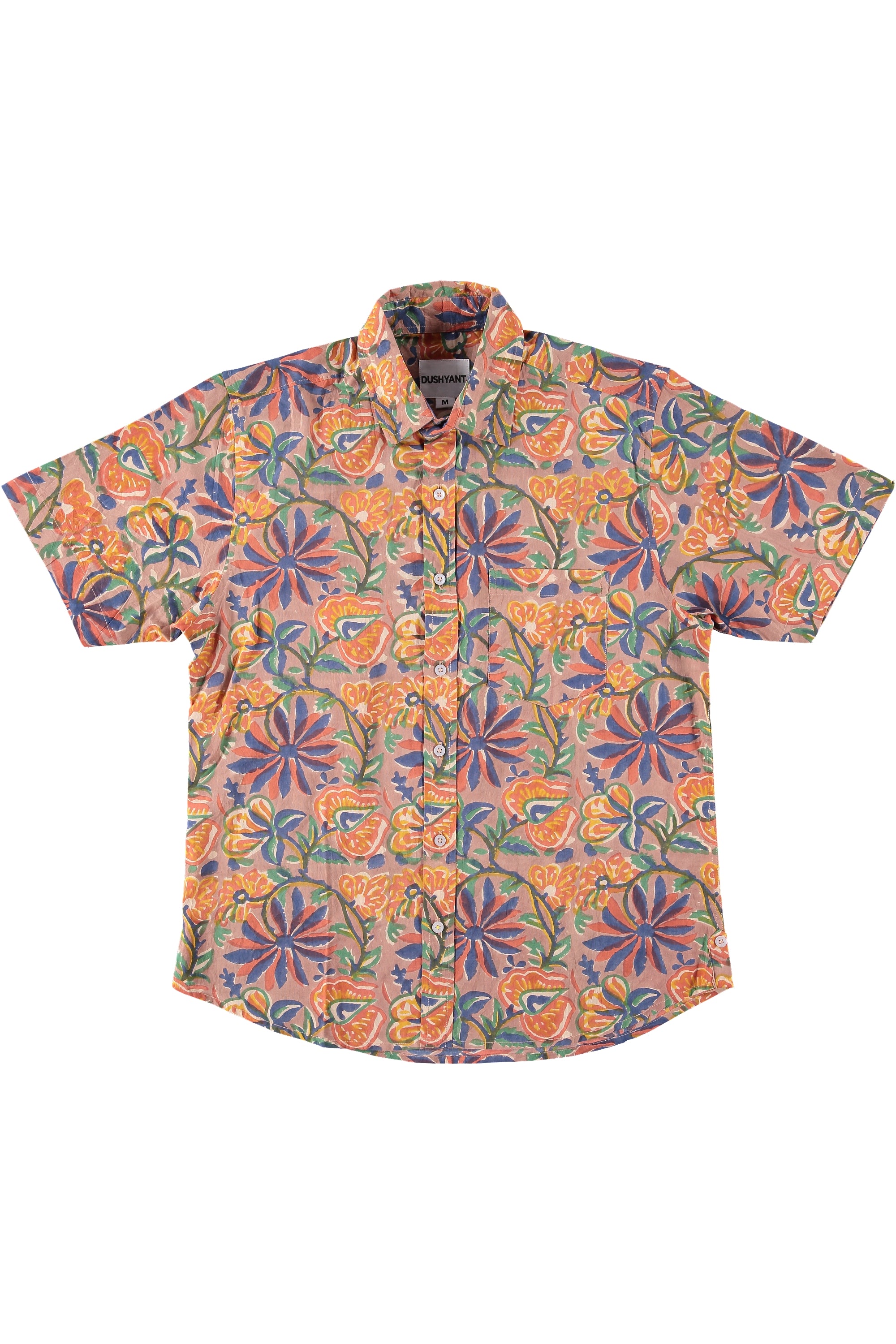 Hand Block Printed 'The Folk' Short Sleeve Shirt in Garden of Eden Floral Print