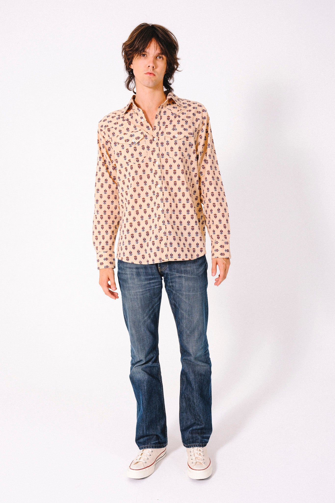 'The Bandit' Western Shirt in Beige Motif