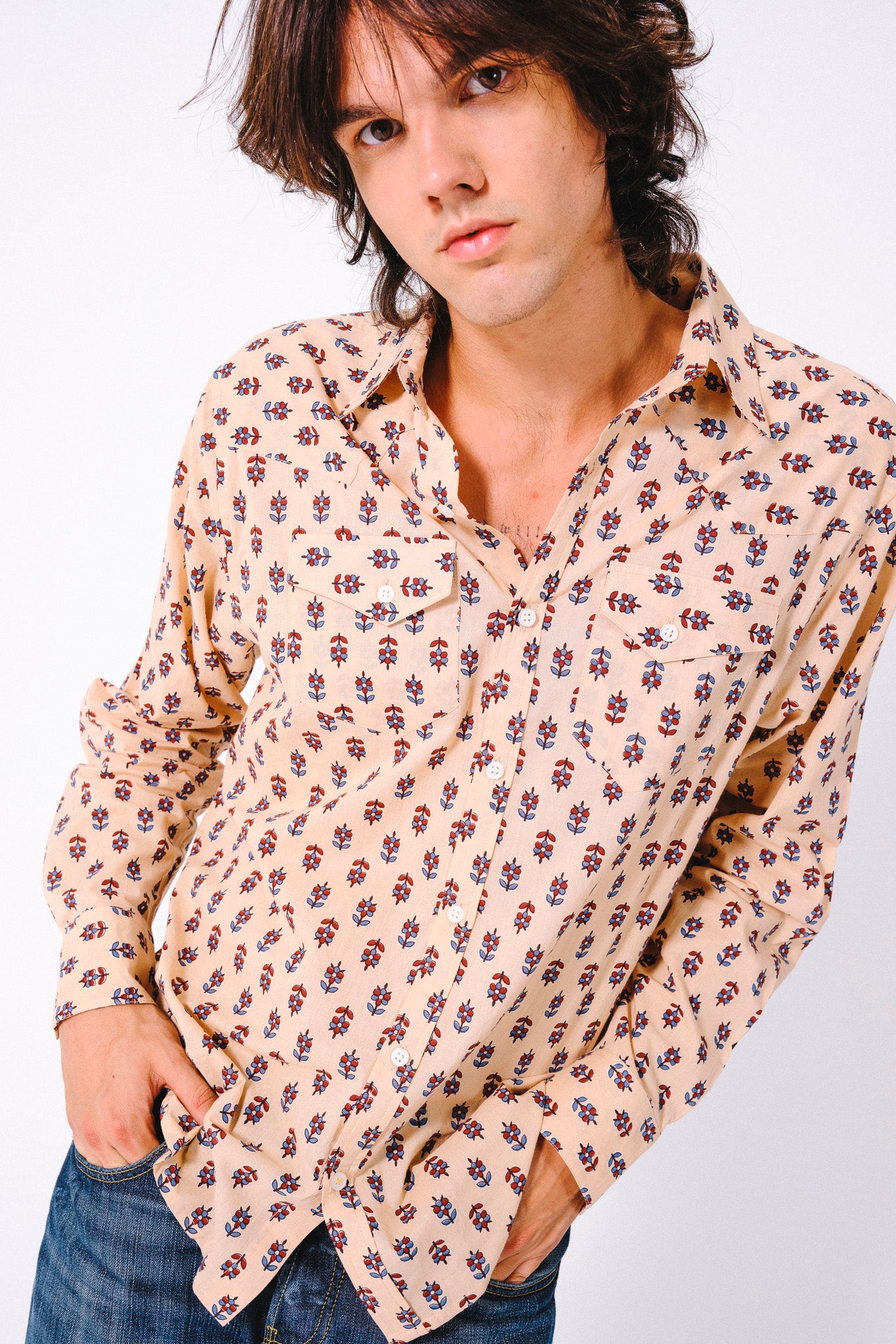 'The Bandit' Western Shirt in Beige Motif