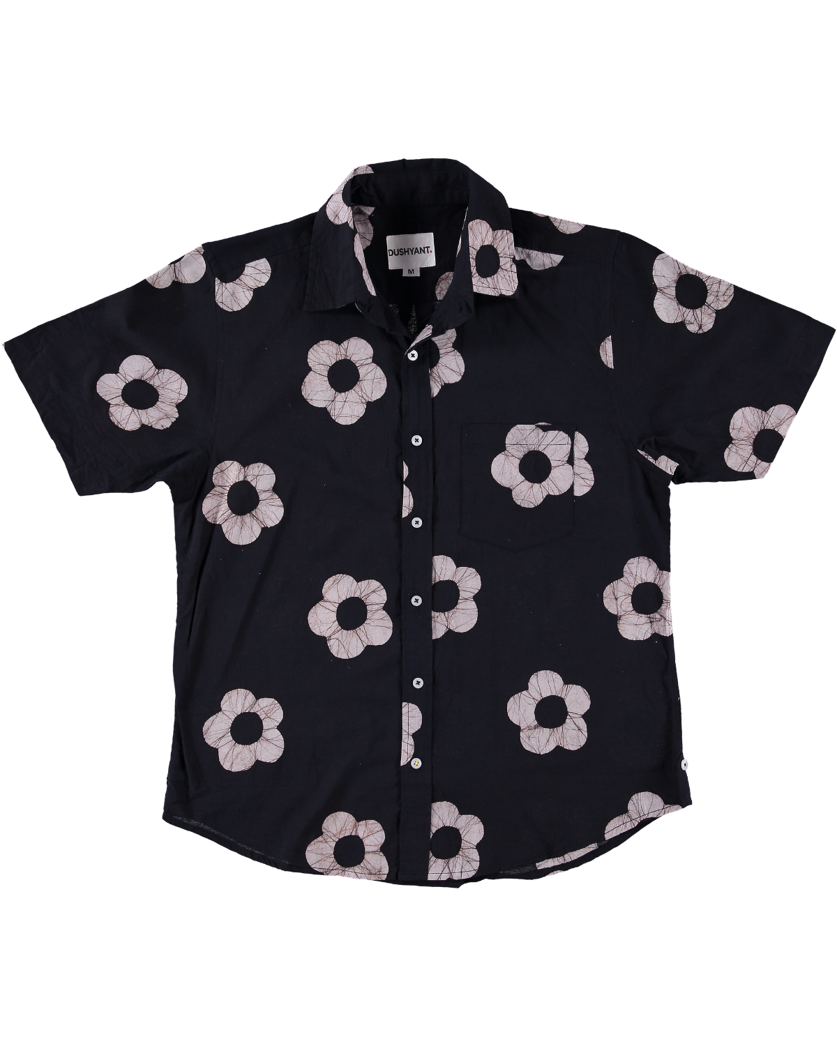 'The Folk' Short Sleeve Shirt in Black Rose - Hand Block Printed