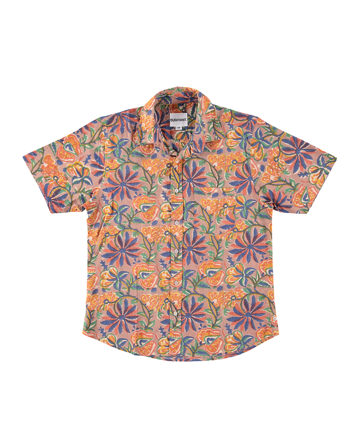 Hand Block Printed 'The Folk' Short Sleeve Shirt in Garden of Eden Floral Print