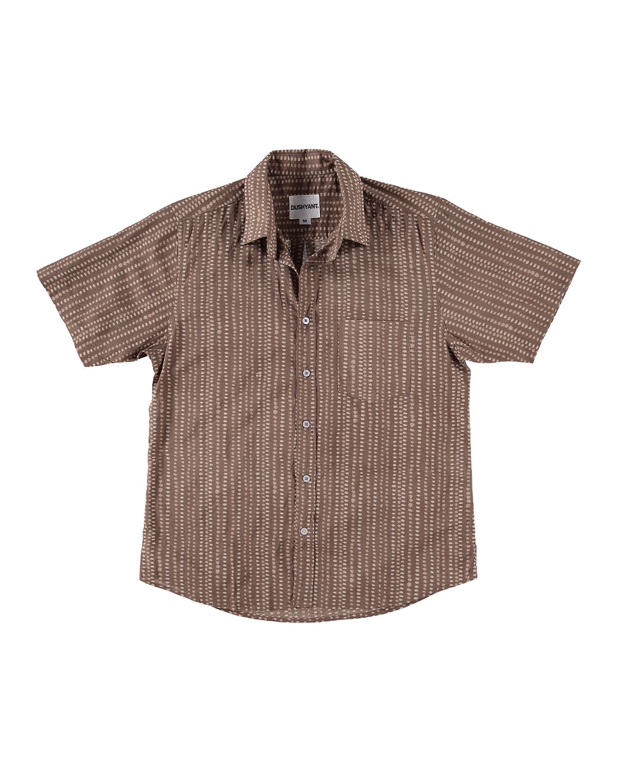 Hand Printed 'The Folk' Short Sleeve Shirt in Brown Bubbles Print