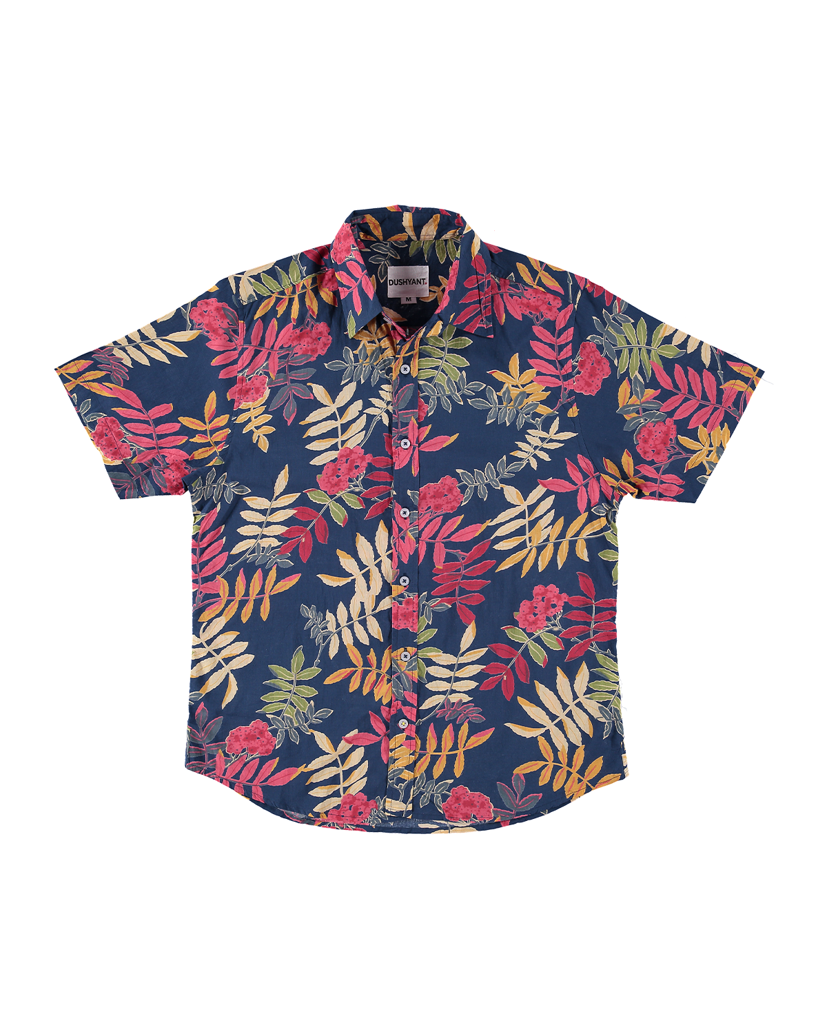 Hand Printed 'The Prat' Short Sleeve Shirt in Royal Blue Floral print