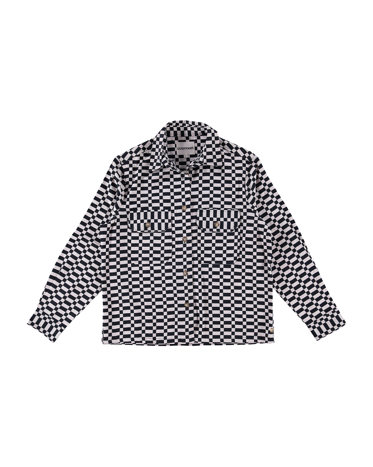 Hand Printed 'The Sophia' Over-Shirt in Checkers Twill