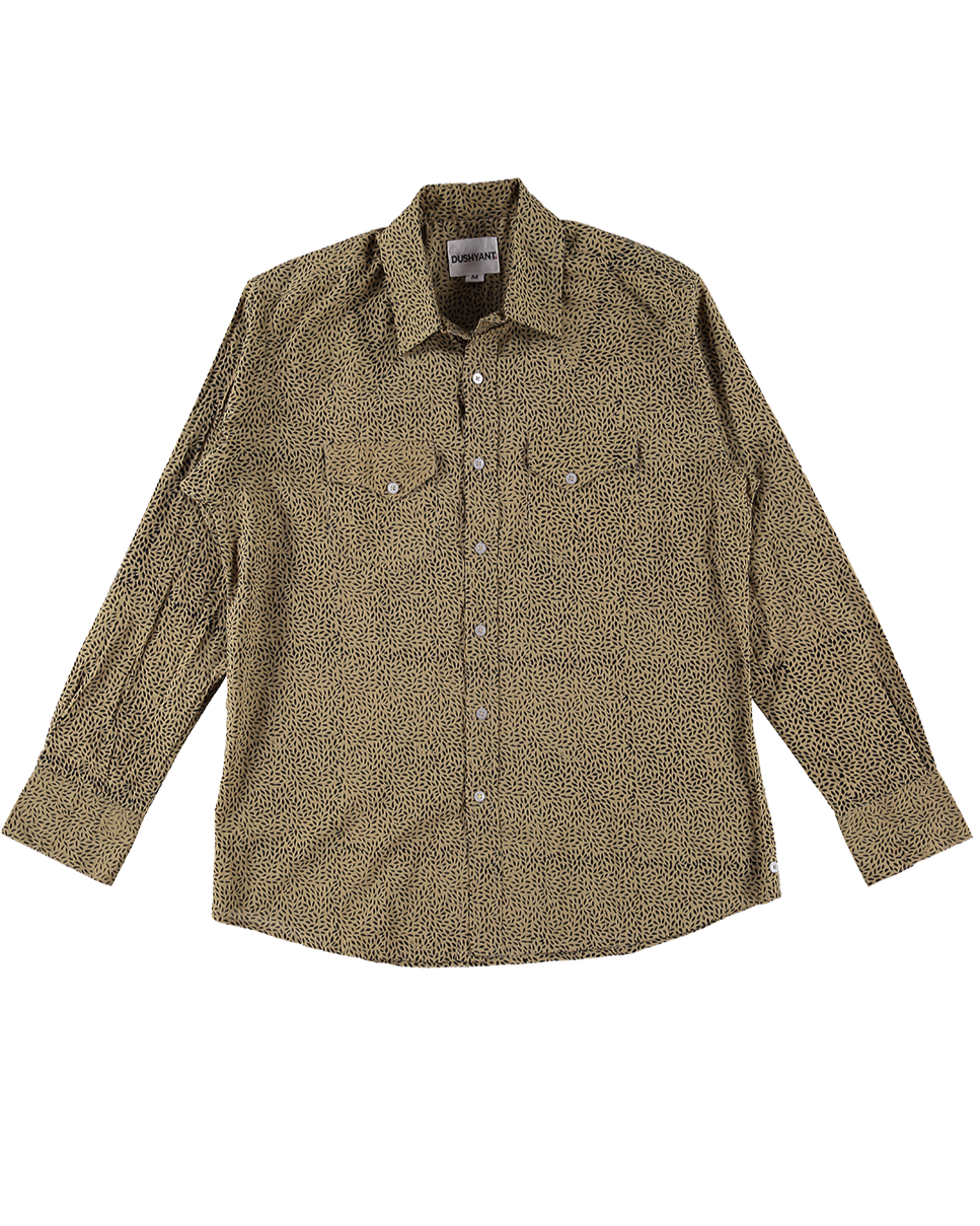 'The Bandit' Western Shirt in Kiwi Seeds print